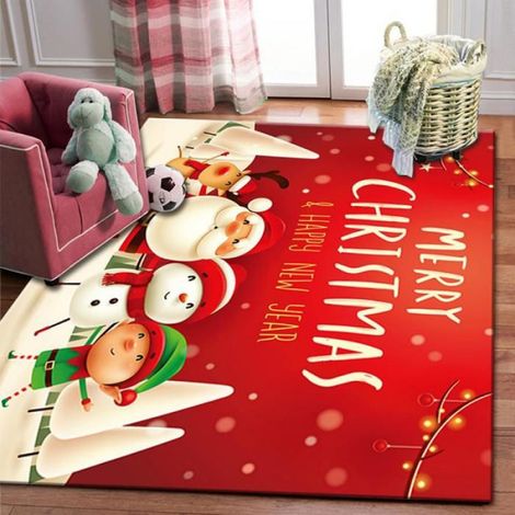 Tapis de sol de chambre à coucher rouge de Noël pour personnes âgées, tapis de sol de salon, tapis de porte imprimé en 3D, tapis de (1/5)