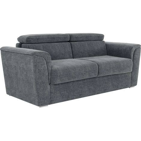 Divano letto 4 posti express in tessuto testurizzato grigio antracite Letto 160 cm Materasso 22 cm memory foam - RIZORA (1/5)