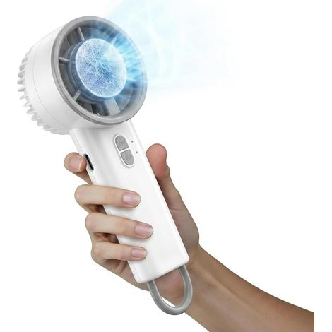 Ventilateur portable 199 vitesses avec plaque de refroidissement, mini ventilateur USB rechargeable pour été voyage extérieur,Blanc (1/5)