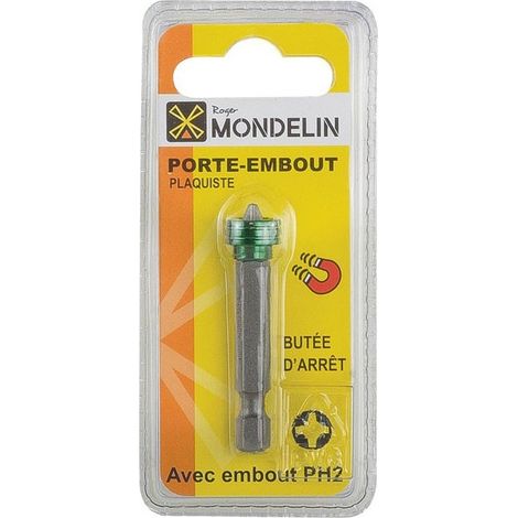 Mondelin – Embout 1/4 PH2 aimanté pour visseuse – Longueur 50 mm – Butée de profondeur pour plaquiste – Maintien optimal de la vis (1/6)