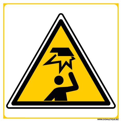PANNEAU DANGER ATTENTION A VOTRE TETE (C1429) - Adhésif - 125 x 125 mm