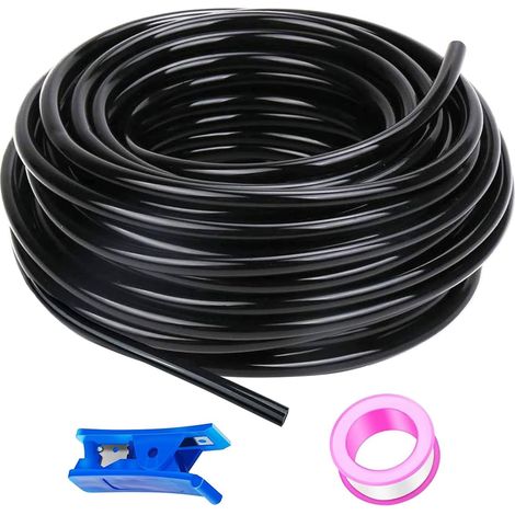 50 Meter Polyurethane Black Pneumatic Hose, PU Air Hose, 4mm OD x 2.5mm ID, Polyurethane PU Air Kit + 1 Pcs Hose Cutter (1/5)