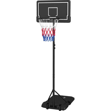 Panier de basket-ball réglable hauteur mobile lestable panneau incassable noir 1,82-2,13m
