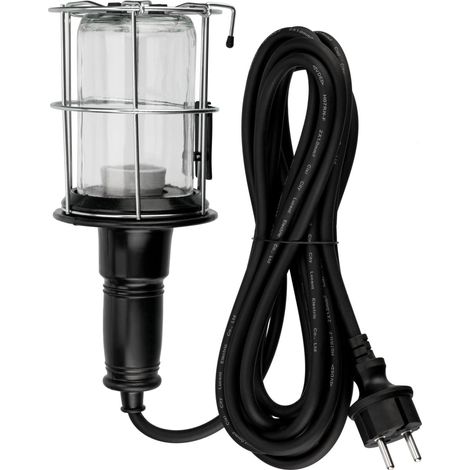 REV Handleuchte mit Metallkorb E27 max. 60W 5m H07RN-F schwarz Lampen & LED-Leuchten