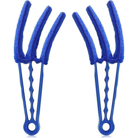 Set mit 2 Mikrofaser-Reinigungsbürsten, handwaschbar, herausnehmbare Innensohle, geeignet für Jalousien und runde Heizkörper (blau) (1/5)