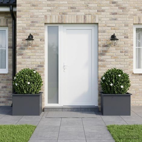vidaXL Jardinera para jardín con luces LED 2 uds. Antracita (1/5)