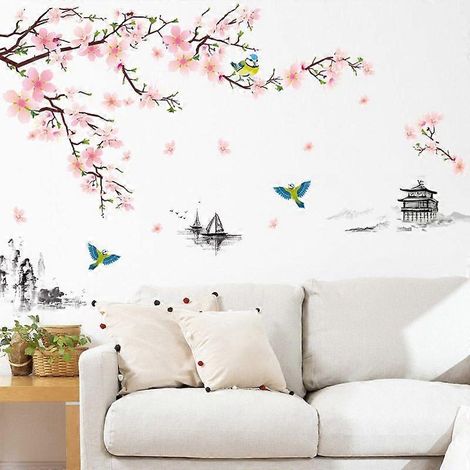 Lot de 2 stickers muraux floraux repositionnables et amovibles pour la décoration intérieure de votre chambre ou salon. (1/5)