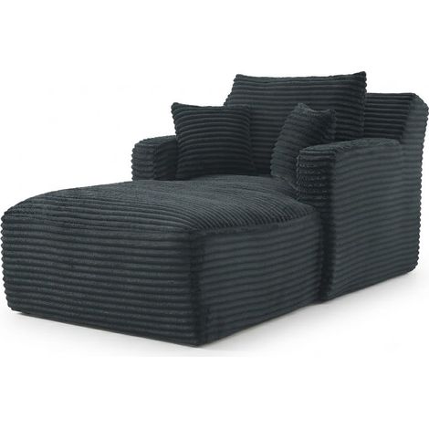 ELVMI Sofá Chaise Longue Convertible en Pana con Espuma de Alta Densidad y Muelles Ensacados, sin Montaje, Gris Oscuro (1/5)
