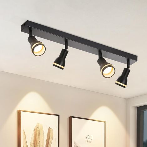 ZMH Spot de Plafond LED 4 Ampoules Noir Salon Plafonnier Spot Orientable GU10 Spot Lampe Plafonnier Moderne Spot de Plafond pour Cuisine, Chambre, Couloir, sans Ampoule (1/5)