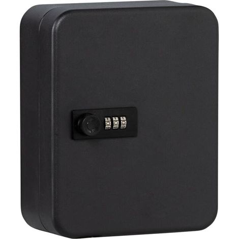 Key cabinet with digital code, 20 hooks, sheet steel, matt black (1/4)