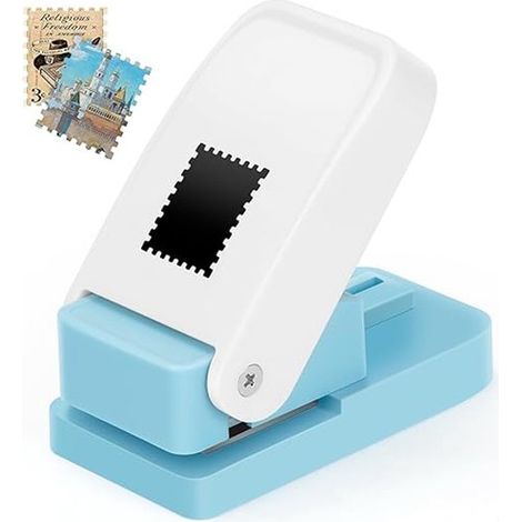 Outil de découpe de papier carré et perforatrice en forme de tampon - Bleu/Blanc (1/5)