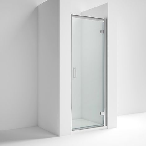 Nuie Rene Hinged Shower Door 700mm Wide with Polished Chrome Profile - 6mm Glass (1/5)