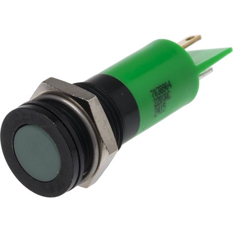 Voyant LED lumineux  Vert RS PRO, dia. 14mm, 220V c.a., IP67 ( Prix pour 1 ) (1/2)