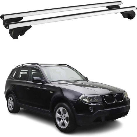 OMAC Aluminium Dachträger Querträger für BMW X3 E83 2003-2010 – TÜV / DIN 75302:2019 – Abschließbar – Max. 75 kg – 2 Stangen Silber (1/5)