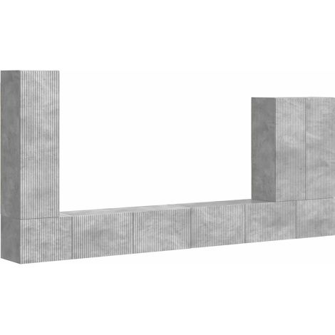 TV-Wandregal-Set Wandmontiert 6 pcs Beton Grau vidaXL