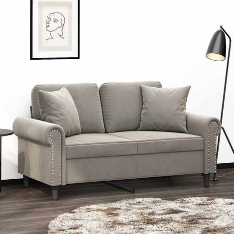 Lot de 2 Coussins décoratifs Moderne - Coussins Déco Gris clair 40x40 cm Velours BV722703 - BonneVie (1/5)