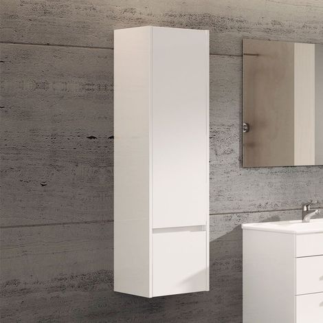 Meuble colonne pour salle de bain 35x32x130cm – 1 porte et un tiroir BLANC