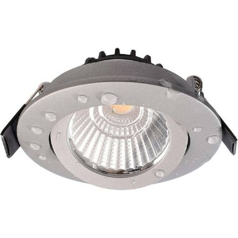 TRADE SHOP - Faretto Incasso Tondo Slim Luce Soffitto Box Doccia Led 8w Orientabile Dimmerabile - Silver-Bianco Naturale -