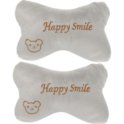 Lot de 2 Coussins Oreillers Cervical Voiture en Coton Doux Gris, Appui-tête Ergonomique, Oreillers de Voyage Confortables pour Adultes, Accessoires Intérieurs Automobile