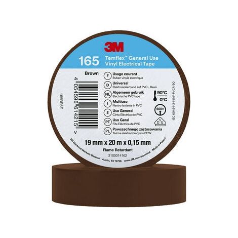 Cinta Aislante Temflex 165 PVC 19mm x 20m 3M 7100184800 Marrón (1/2)