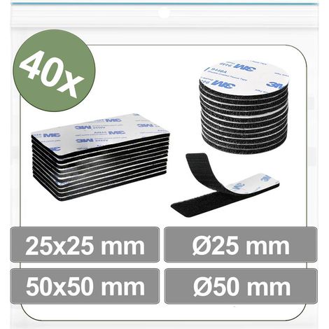 Quadrios 25CA667 Punti a strappo da incollare Lato morbido e lato rigido (Ø x L) 50 mm x 50 mm Nero 40 pz.