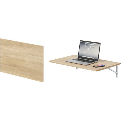 Mesa Plegable Grandate, un Lugar, Ahorra Espacio, Forma Rectangular, 78x50x21h cm, Color Roble Marrón