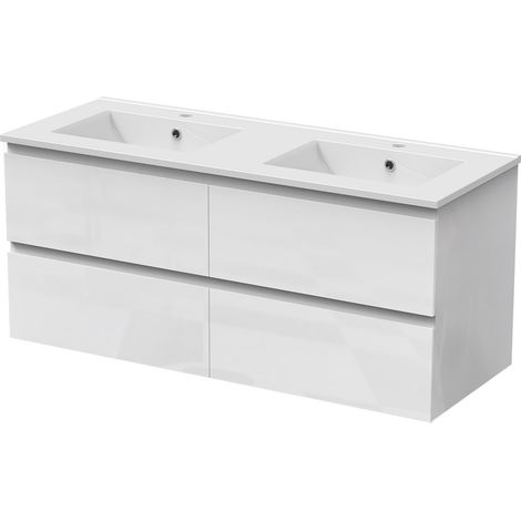 Biubiubath Wall Hung 1200mm Bathroom Vanity Unit without Basin Gloss White 4 Drawers Flat Pack (1/4)