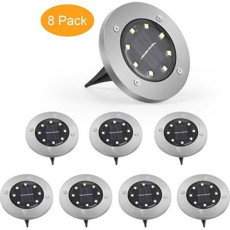 lampadaire solaire, lampes de jardin solaires à 8 LED, éclairage extérieur à disque solaire, éclairage intérieur étanche (1/5)