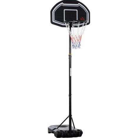 Canestro da basket da esterno regolabile in altezza con ruote, struttura in acciaio nero (1/5)