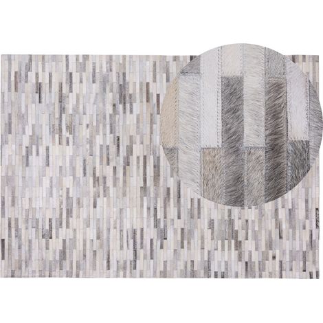 Alfombra de cuero gris 160 x 230 cm patchwork piel de vacuno rectangular moderno Ahilli (1/5)