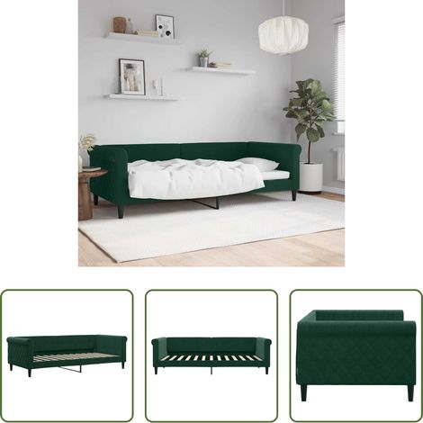 vidaXL Schlafsofa - Tagesbett Dunkelgrün 90x200 cm Samt (1/5)