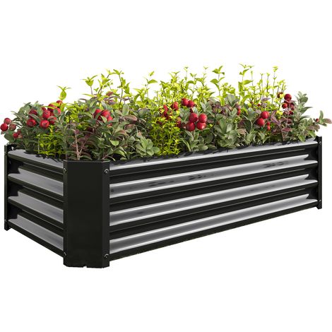 Bac de jardin surélevé en métal, jardinière surélevée de jardin en tôle d’acier robuste au design stable, protection antirouille et longue durée de vie, kit de bac surélevé sans fond, idéal pour légum (1/5)