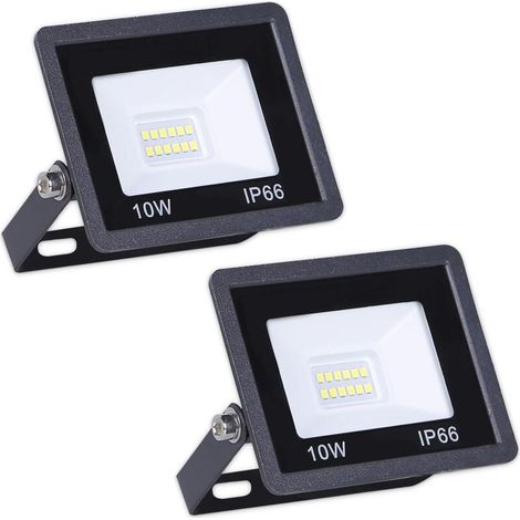 2er-Pack LED-Fluter, 10 W Kaltweiß, IP65 Aluminium, für Garten, Terrasse und Fassade (1/5)