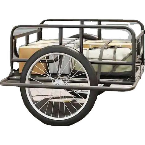 Remolque para bicicleta, diseño plegable, alta capacidad de carga, verde militar. (1/2)
