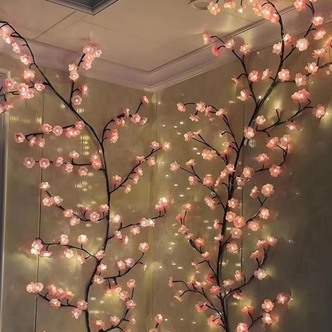 Arbre mural - Fleurs roses - Guirlande décorative - 8 modes (1/5)