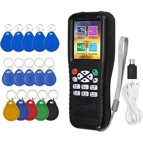 Lecteur de Carte à Puce RFID NFC X100 + 5 X UID/CUID/5200 Porte-Clés Duplicateur RFID Programmateur ID Crypté Copieur de Clé IC (1/5)
