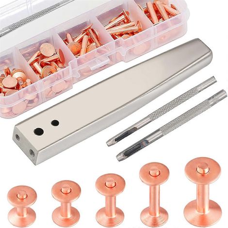 50 jeux de rivets en cuivre, divers kits de rivets en cuir pour réparation (voir photo). (1/5)