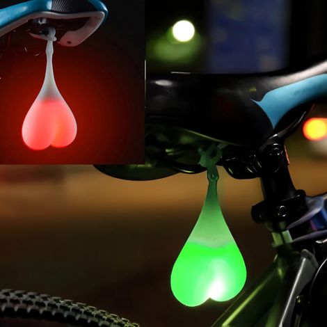 Bicycle Ball Tail Lights, 2PCS Bicycle Heart Warning Lights, Essential LED Egg Night Light, Waterproof - Red, Green