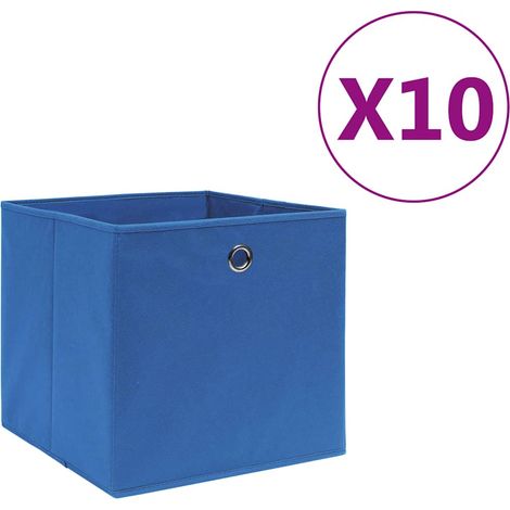 vidaXL Storage Boxes 10 pcs Non-woven Fabric 28x28x28 cm Blue
