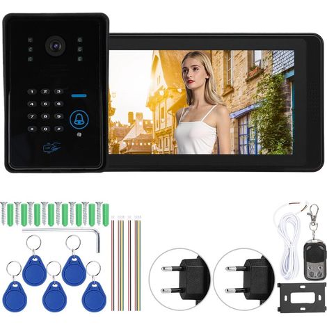 7-inch Wi-Fi video intercom system with password card reader and waterproof infrared doorbell (1/5)