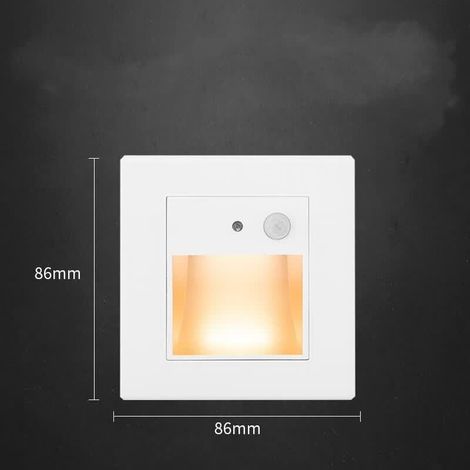 LED Applique Lampe de pied à induction,1.5W Blanc Chaud D'escalier éclairage étape Escalier Lampe Lumières à détection de mouvement Aluminium Extérieur Encastrée Applique d'escalier IP65 étanche (1/3)