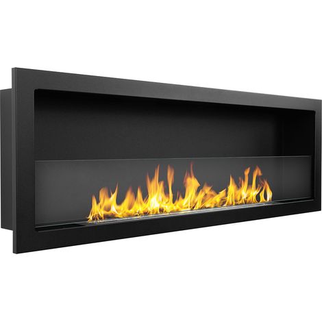 Camino a Bioetanolo Pompiano, Caminetto Capacità 1.25 lt, Superficie Riscaldabile 30 m2, Potenza (kw) 3, 120x15x40h cm Nero
