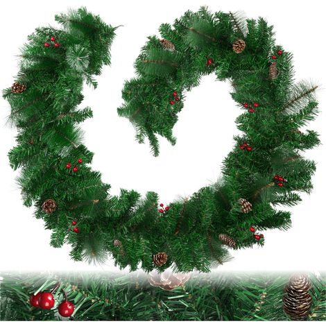 Guirlande de Noël artificielle en polychlorure vinyle rouge/vert (1/5)