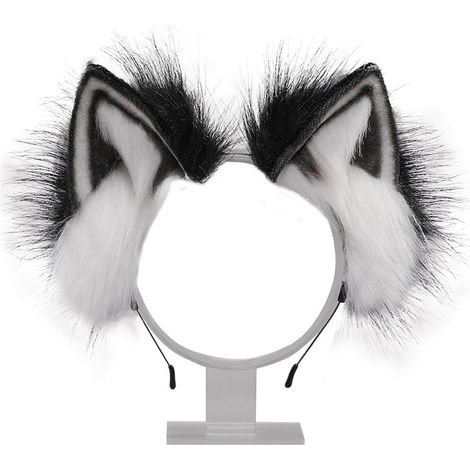 Serre-tête oreilles d'animaux duveteux (renard, loup, chat, chien) - Accessoire de coiffure pour Halloween et autres fêtes. (1/5)