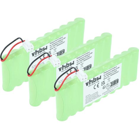 vhbw 3x Akku Ersatz für Roto ZEL 12V, GPRHC212B206 für Rollladenantrieb Torantrieb Drehtorantrieb Garagentorantrieb (1800 mAh, 12 V, NiMH)