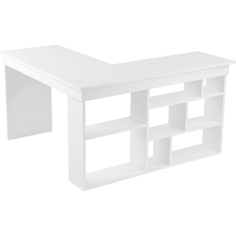 CALICOSY - Bureau d'angle avec 8 niches de rangement ouvertes sur le côté L130 cm - ORGANIS (1/4)