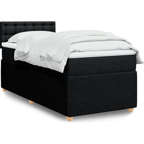 Boxspringbett mit Matratze Schwarz 90x200 cm Stoff