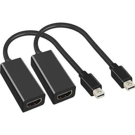 Mini DisplayPort to HDMI Adapter, Thunderbolt to HDMI Converter for MacBook Air/Pro, Microsoft Surface Pro/Dock, Monitor, Projector and More (2-Pack, Black) (1/5)