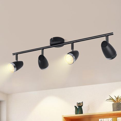 ZMH Plafonnier LED Orientable Moderne Gris 4 Ampoules 16W Blanc Chaud 3000K Spot Orientable à 350° pour Salon Couloir Cuisine Salle à Manger