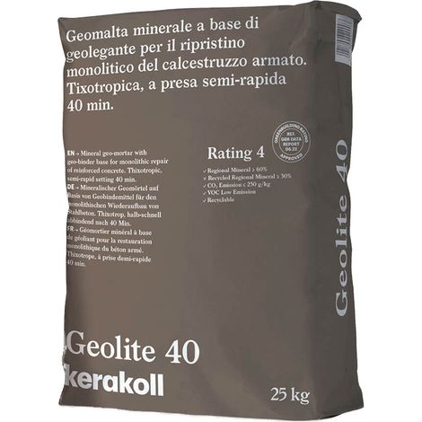 Kerakoll GEOLITE 40 malta ripristino rasatura protezione calcestruzzo 25KG (1/2)
